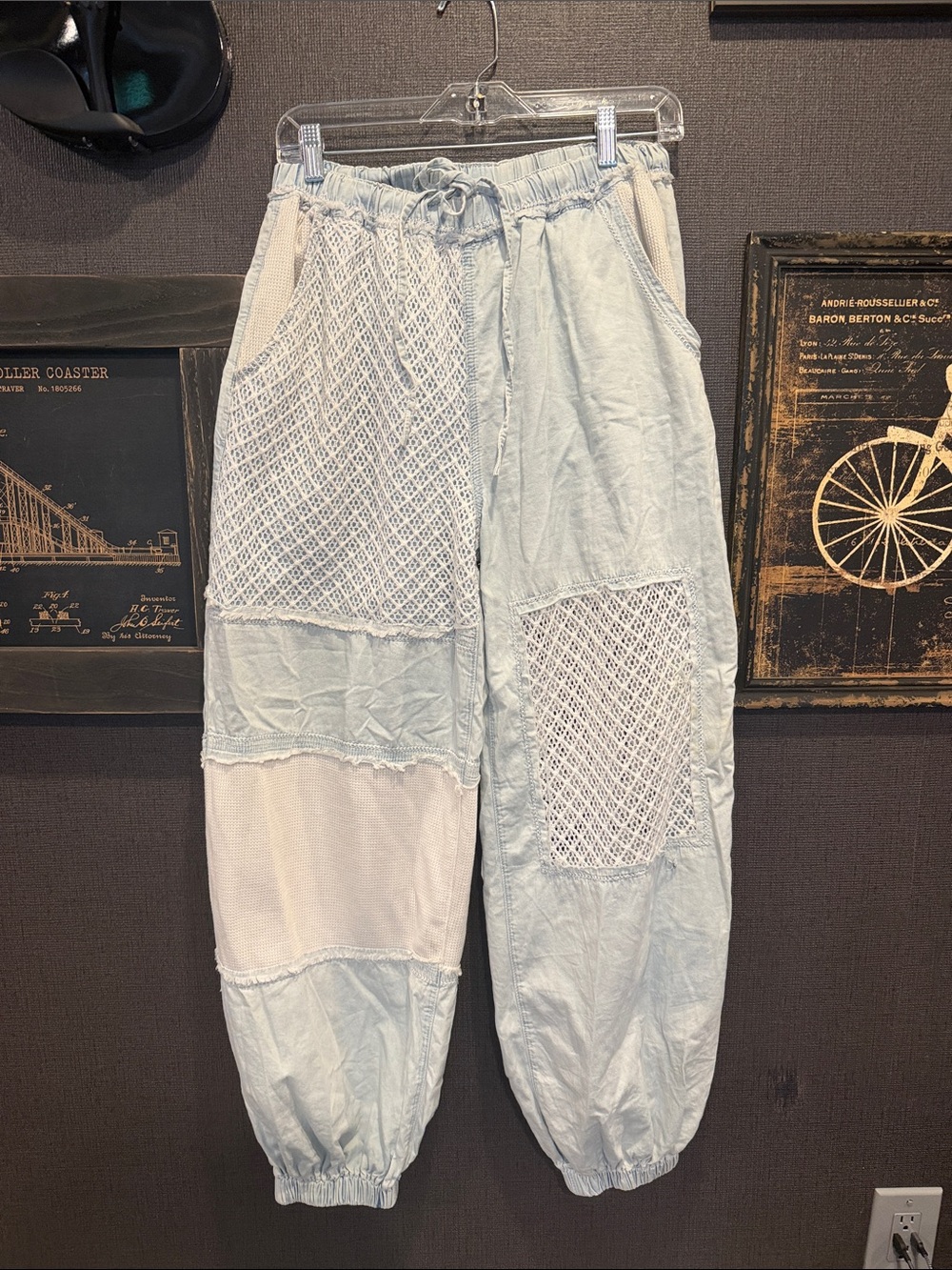 POL Light Blue & White Patchwork Casual Jeans